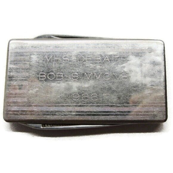 Money Clip "MHS Debate Bob Simmons 1966" Monogramed Knife File Stainless Steel - Picture 2 of 7